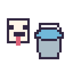 Pixel art Poule Minecraft 16 × 16 et Seau eau Minecraft 16 × 16, grille 32 × 32