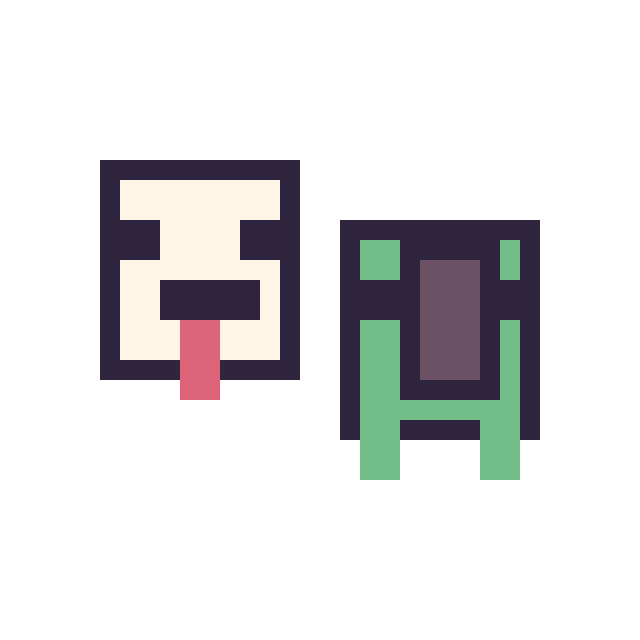 Modèle de pixel art Poule Minecraft 16 × 16 et Tortue Minecraft 16 × 16 sur une grille de 32 par 32 cases