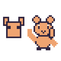 Pixel art Renard Minecraft 16 × 16 et Écureuil qui fait coucou, grille 40 × 40