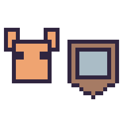 Pixel art Renard Minecraft 16 × 16 et Bouclier Minecraft 16 × 16, grille 32 × 32