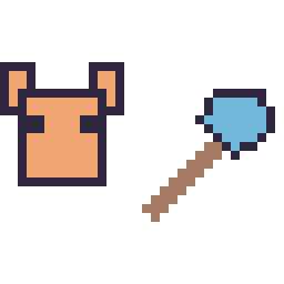 Pixel art Renard Minecraft 16 × 16 et Pelle diamant Minecraft 16 × 16, grille 32 × 32