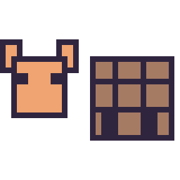 Pixel art Renard Minecraft 16 × 16 et Table craft Minecraft 16 × 16, grille 32 × 32