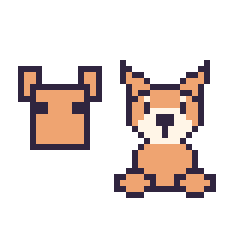 Pixel art Renard Minecraft 16 × 16 et Renard assis, grille 40 × 40