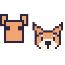 Pixel art Renard Minecraft 16 × 16 et Renard en portrait, grille 32 × 32