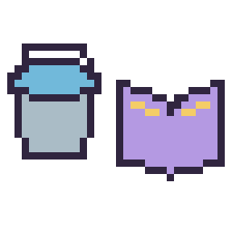 Pixel art Seau eau Minecraft 16 × 16 et Livre enchante Minecraft 16 × 16, grille 32 × 32