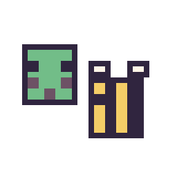 Pixel art Slime Minecraft 16 × 16 et Abeille Minecraft 16 × 16, grille 32 × 32