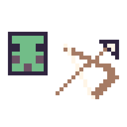 Pixel art Slime Minecraft 16 × 16 et Arc Minecraft 16 × 16, grille 32 × 32