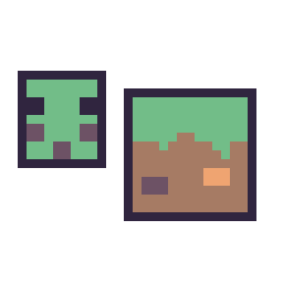 Pixel art Slime Minecraft 16 × 16 et Bloc herbe Minecraft 16 × 16, grille 32 × 32
