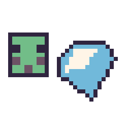 Pixel art Slime Minecraft 16 × 16 et Diamant Minecraft 16 × 16, grille 32 × 32