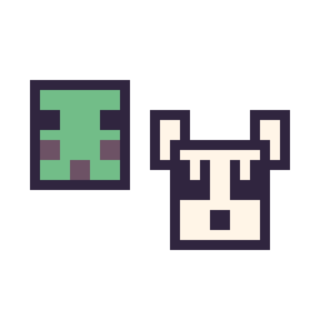 Modèle de pixel art Slime Minecraft 16 × 16 et Panda Minecraft 16 × 16 sur une grille de 32 par 32 cases