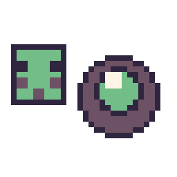 Pixel art Slime Minecraft 16 × 16 et Perle ender Minecraft 16 × 16, grille 32 × 32