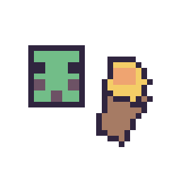 Pixel art Slime Minecraft 16 × 16 et Torche Minecraft 16 × 16, grille 32 × 32