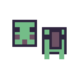 Pixel art Slime Minecraft 16 × 16 et Tortue Minecraft 16 × 16, grille 32 × 32