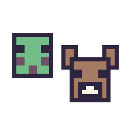 Pixel art Slime Minecraft 16 × 16 et Vache Minecraft 16 × 16, grille 32 × 32