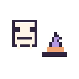 Pixel art Squelette Minecraft 16 × 16 et Chapeau de sorcière simple 10 × 10, grille 32 × 32