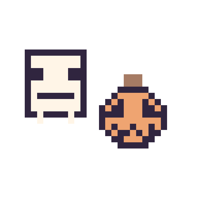 Modèle de pixel art Squelette Minecraft 16 × 16 et Citrouille d'Halloween simple 12 × 12 sur une grille de 32 par 32 cases