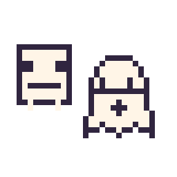 Pixel art Squelette Minecraft 16 × 16 et Fantôme simple 16 × 16, grille 32 × 32