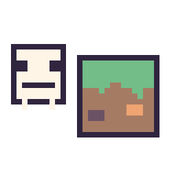 Pixel art Squelette Minecraft 16 × 16 et Bloc herbe Minecraft 16 × 16, grille 32 × 32