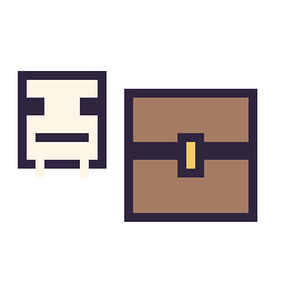 Pixel art Squelette Minecraft 16 × 16 et Coffre Minecraft 16 × 16, grille 32 × 32