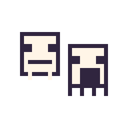 Pixel art Squelette Minecraft 16 × 16 et Ghast Minecraft 16 × 16, grille 32 × 32