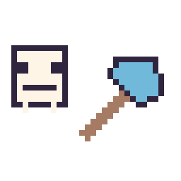 Pixel art Squelette Minecraft 16 × 16 et Hache diamant Minecraft 16 × 16, grille 32 × 32