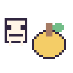 Pixel art Squelette Minecraft 16 × 16 et Pomme doree Minecraft 16 × 16, grille 32 × 32