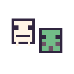 Pixel art Squelette Minecraft 16 × 16 et Slime Minecraft 16 × 16, grille 32 × 32