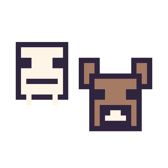 Modèle de pixel art Squelette Minecraft 16 × 16 et Vache Minecraft 16 × 16 sur une grille de 32 par 32 cases