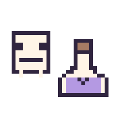 Pixel art Squelette Minecraft 16 × 16 et Potion kawaii 16 × 16, grille 32 × 32