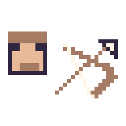Pixel art Steve Minecraft 16 × 16 et Arc Minecraft 16 × 16, grille 32 × 32