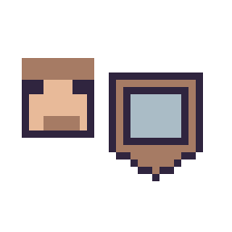 Pixel art Steve Minecraft 16 × 16 et Bouclier Minecraft 16 × 16, grille 32 × 32