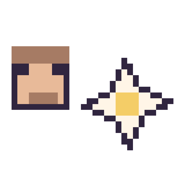Modèle de pixel art Steve Minecraft 16 × 16 et Etoile nether Minecraft 16 × 16 sur une grille de 32 par 32 cases
