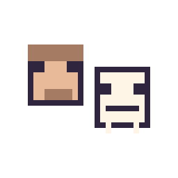 Pixel art Steve Minecraft 16 × 16 et Squelette Minecraft 16 × 16, grille 32 × 32