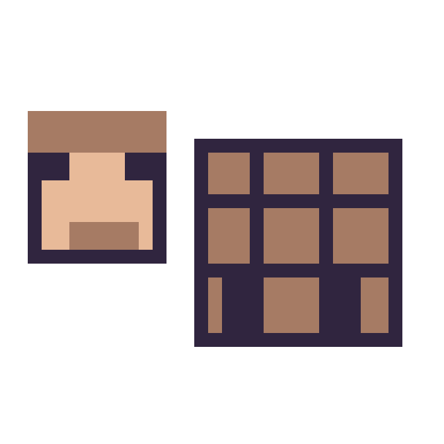 Modèle de pixel art Steve Minecraft 16 × 16 et Table craft Minecraft 16 × 16 sur une grille de 32 par 32 cases