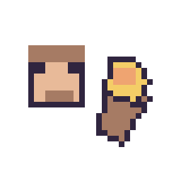 Pixel art Steve Minecraft 16 × 16 et Torche Minecraft 16 × 16, grille 32 × 32