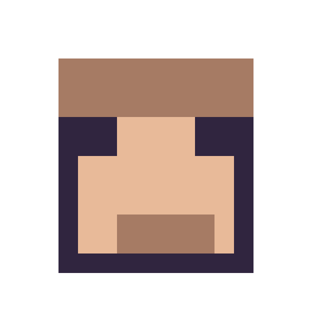 Modèle de pixel art Steve Minecraft 16 × 16 sur une grille de 16 par 16 cases