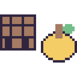 Pixel art Table craft Minecraft 16 × 16 et Pomme doree Minecraft 16 × 16, grille 32 × 32