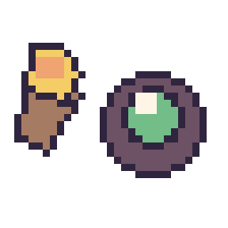 Pixel art Torche Minecraft 16 × 16 et Perle ender Minecraft 16 × 16, grille 32 × 32
