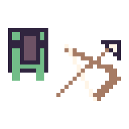 Pixel art Tortue Minecraft 16 × 16 et Arc Minecraft 16 × 16, grille 32 × 32