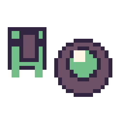Pixel art Tortue Minecraft 16 × 16 et Perle ender Minecraft 16 × 16, grille 32 × 32