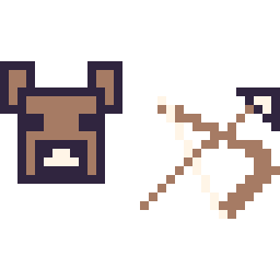 Pixel art Vache Minecraft 16 × 16 et Arc Minecraft 16 × 16, grille 32 × 32