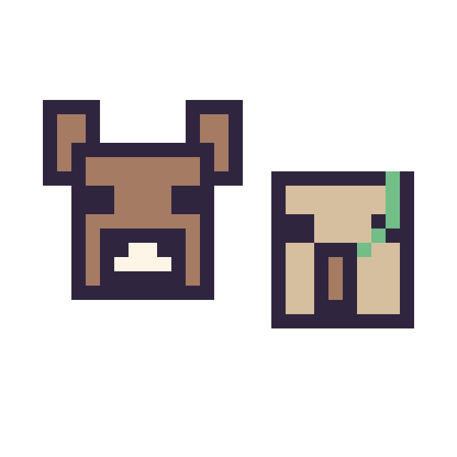 Modèle de pixel art Vache Minecraft 16 × 16 et Golem de fer Minecraft 16 × 16 sur une grille de 32 par 32 cases