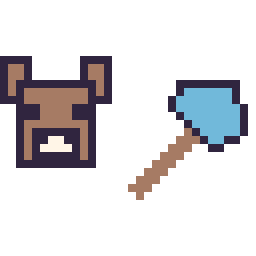 Pixel art Vache Minecraft 16 × 16 et Hache diamant Minecraft 16 × 16, grille 32 × 32