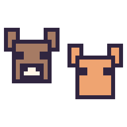 Pixel art Vache Minecraft 16 × 16 et Renard Minecraft 16 × 16, grille 32 × 32