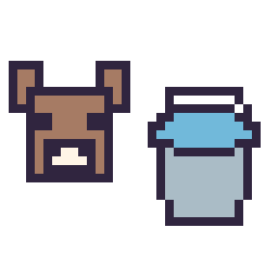 Pixel art Vache Minecraft 16 × 16 et Seau eau Minecraft 16 × 16, grille 32 × 32