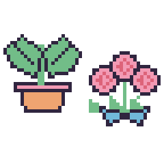 Pixel art Monstera et Rose en bouquet, grille 48 × 48