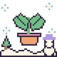Pixel art Monstera en hiver, grille 40 × 40
