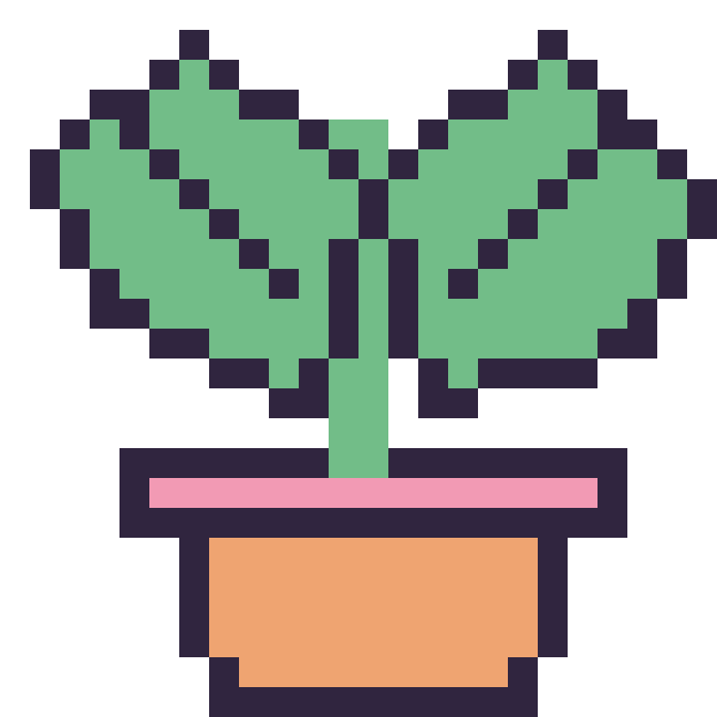 Modèle de pixel art Monstera sur une grille de 24 par 24 cases
