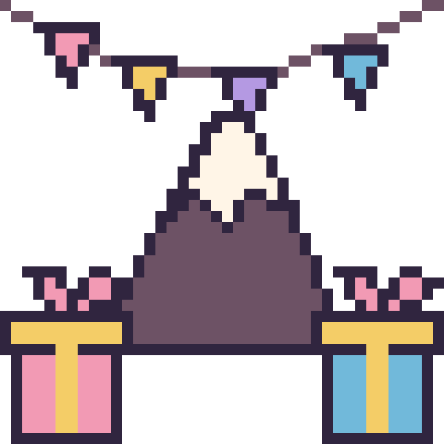 Modèle de pixel art Montagne pour un anniversaire sur une grille de 40 par 40 cases