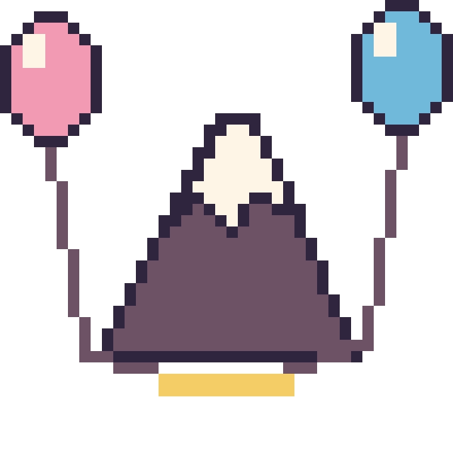 Modèle de pixel art Montagne avec des ballons sur une grille de 40 par 40 cases